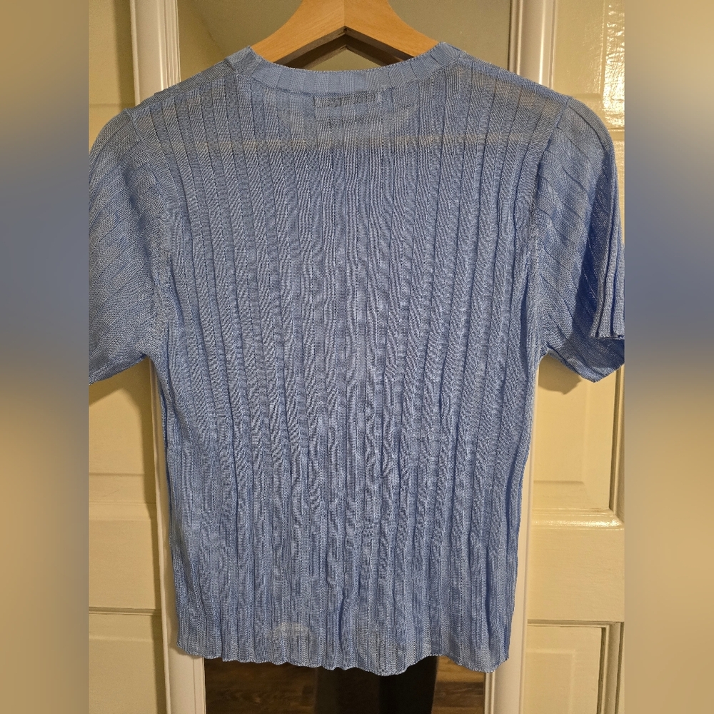 Georgia Alice Blue Ribbed Knit Top - Picture 9 of 14